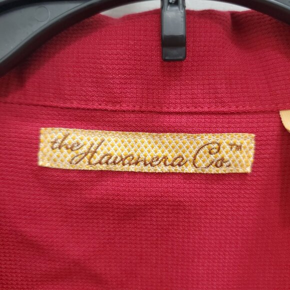The Havanera Co. Men's Dark Red Embroidered Button Up Lounge Rockabilly Shirt XL - Picture 4 of 7